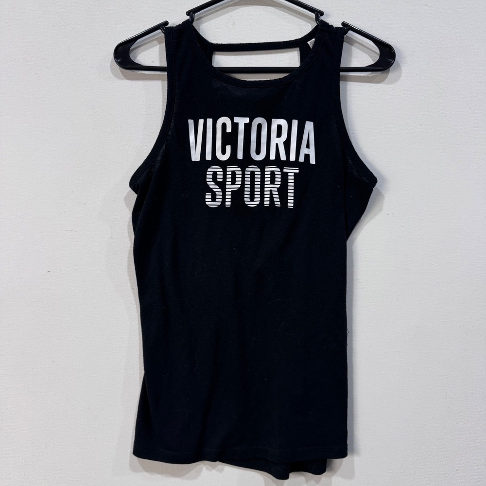 Victoria Sport Black Tank Top Women's Cutout Back Athletic Workout Racerback S